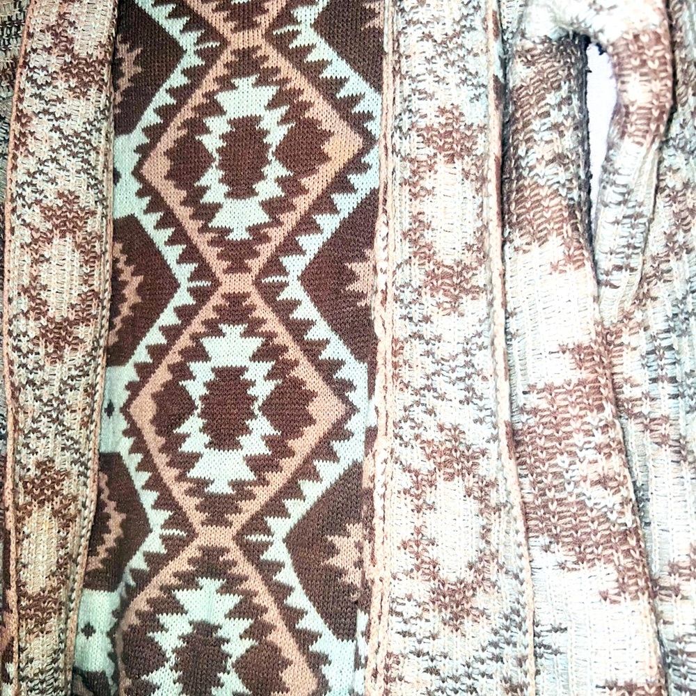 Quinn Aztec cardigan sweater sz small brown teal & cream colored - Picture 3 of 5